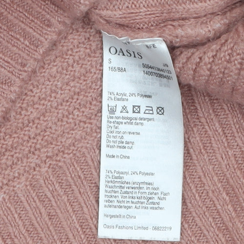 Oasis Women Pink Roll Neck Long Sleeve Knit Pullover Jumper S