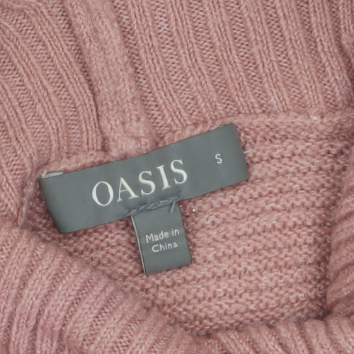 Oasis Women Pink Roll Neck Long Sleeve Knit Pullover Jumper S