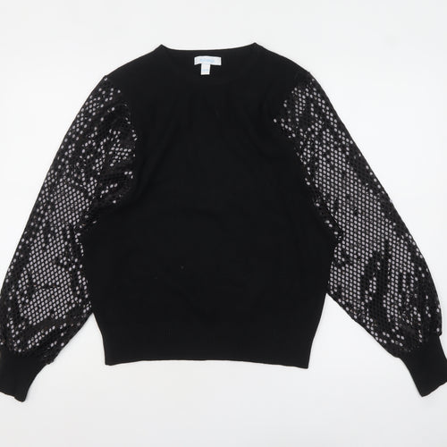 Blue Vanilla Women's Black Sequin Sleeve Pullover Jumper S