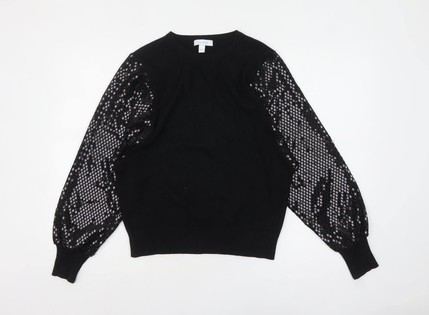 Blue Vanilla Women's Black Sequin Sleeve Pullover Jumper S