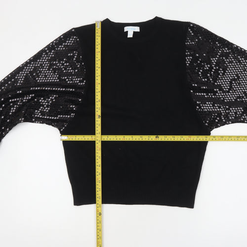 Blue Vanilla Women's Black Sequin Sleeve Pullover Jumper S