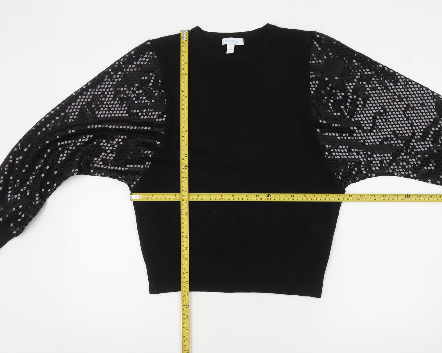 Blue Vanilla Women's Black Sequin Sleeve Pullover Jumper S