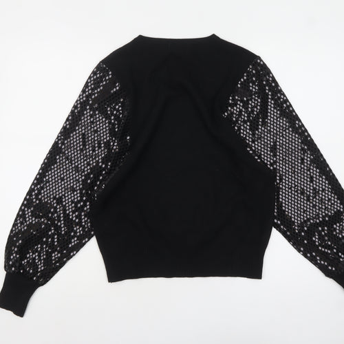 Blue Vanilla Women's Black Sequin Sleeve Pullover Jumper S