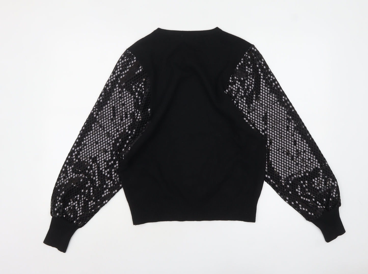 Blue Vanilla Women's Black Sequin Sleeve Pullover Jumper S