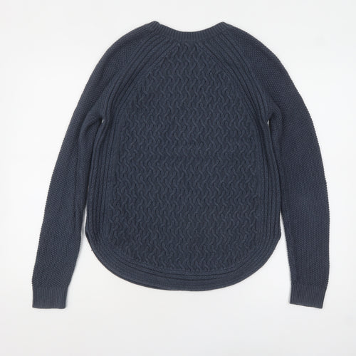 Max Studio Women Blue Cable-Knit Jumper Medium Cotton Blend