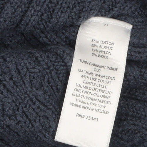 Max Studio Women Blue Cable-Knit Jumper Medium Cotton Blend