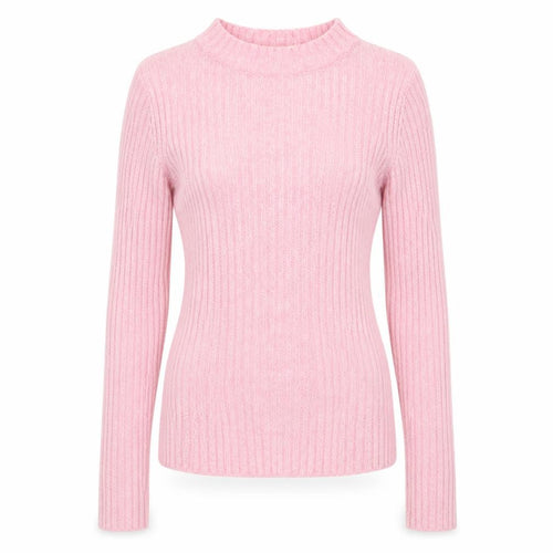 Brave Soul Women’s Pink Ribbed Mock Neck Slim Fit Jumper Size S