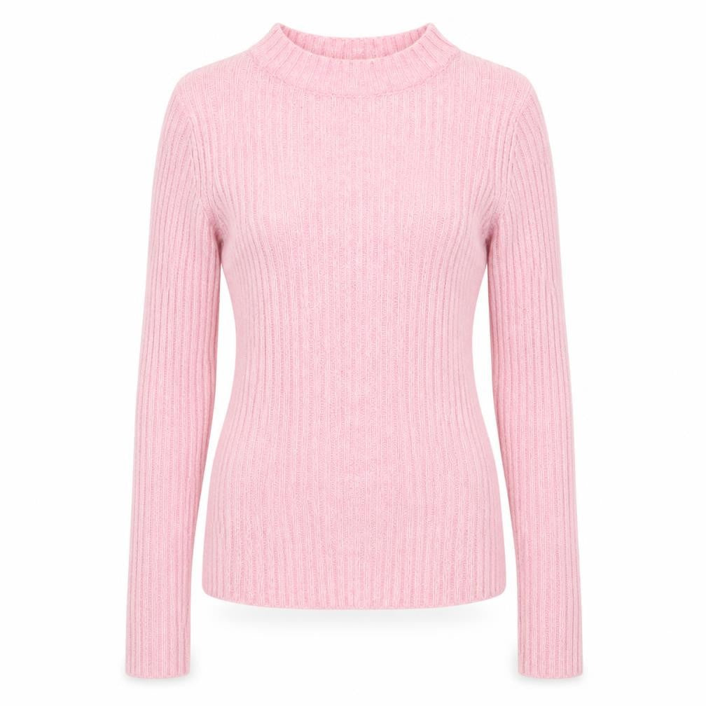 Brave Soul Women’s Pink Ribbed Mock Neck Slim Fit Jumper Size S