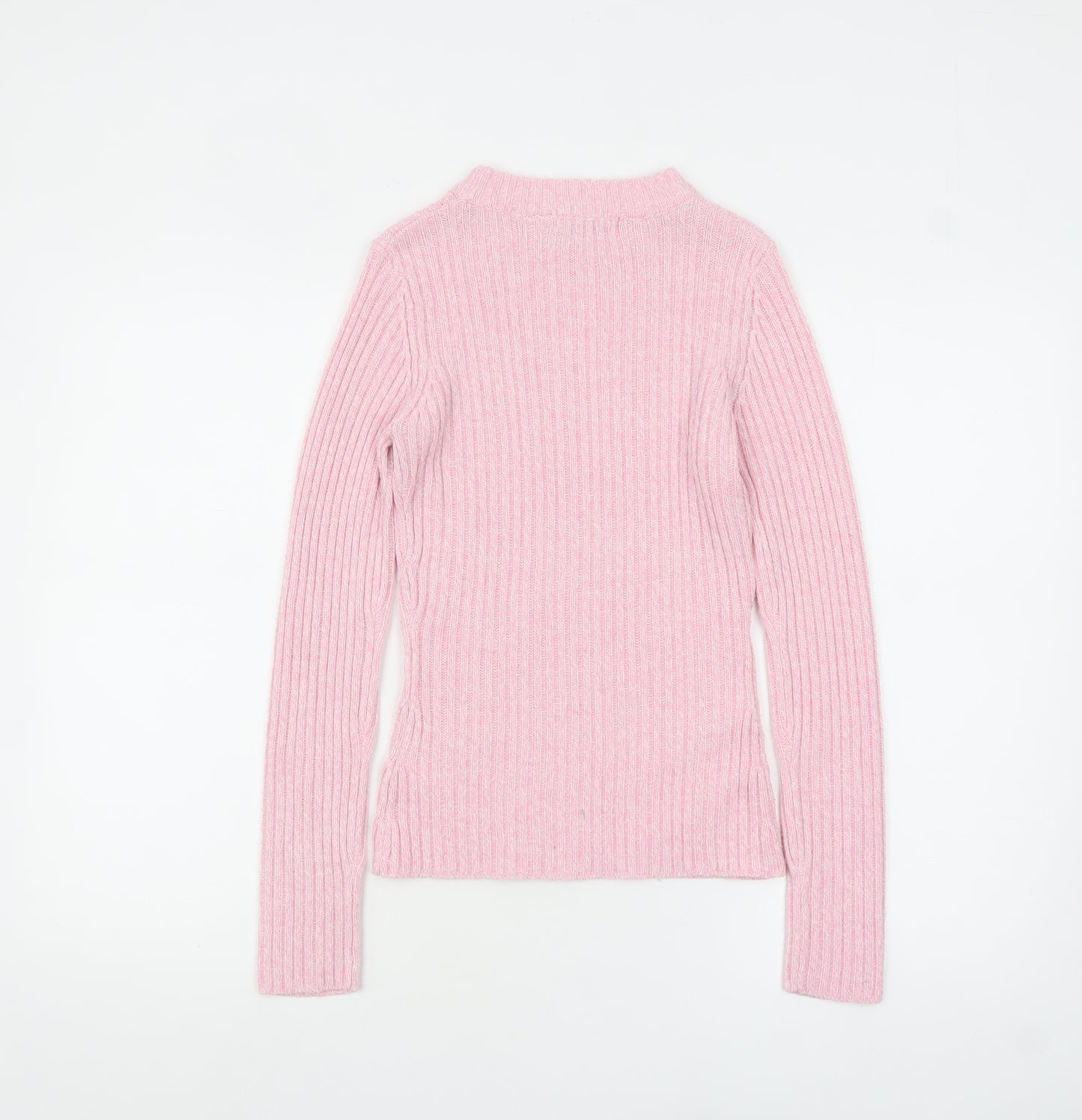 Brave Soul Women’s Pink Ribbed Mock Neck Slim Fit Jumper Size S