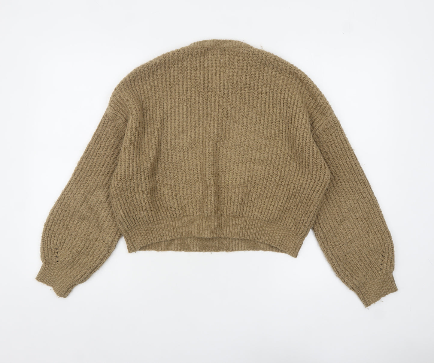 Pull & Bear Women Beige Chunky-Knit Relaxed Pullover Jumper XS