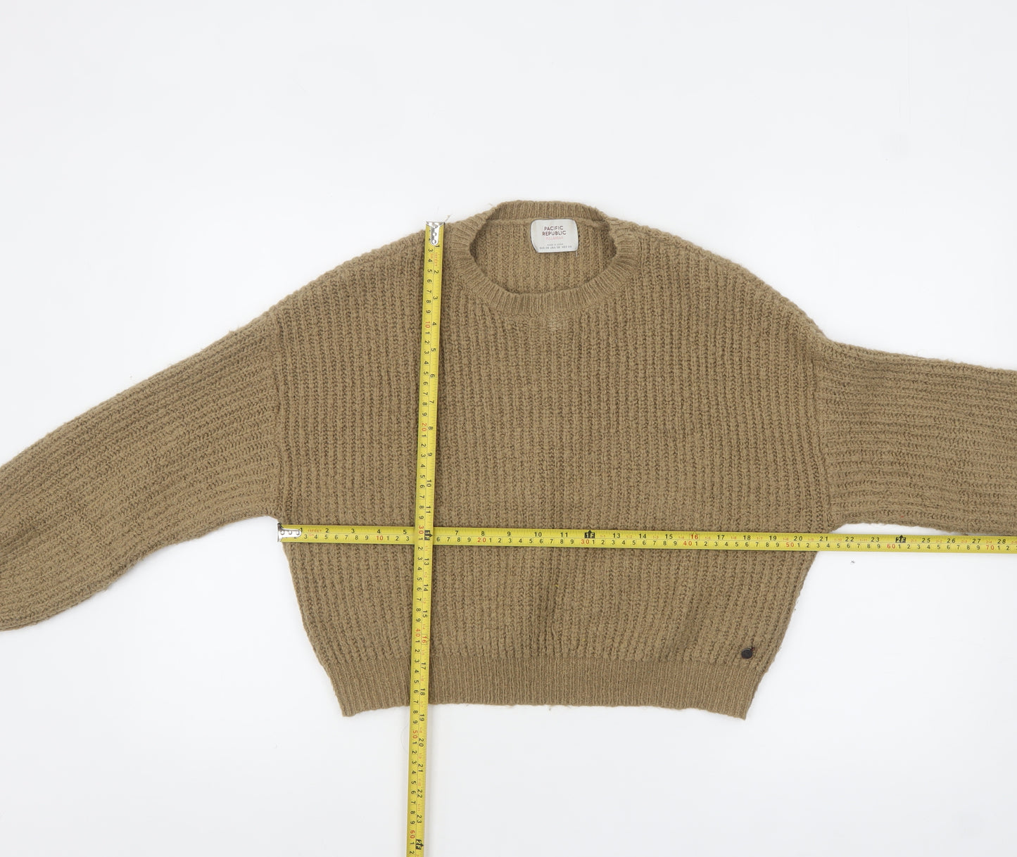 Pull & Bear Women Beige Chunky-Knit Relaxed Pullover Jumper XS