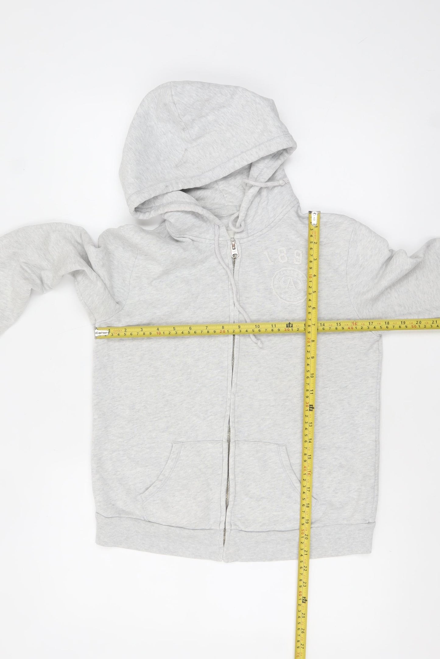 Abercrombie & Fitch Women Grey Full Zip Hoodie Size S Cotton Blend