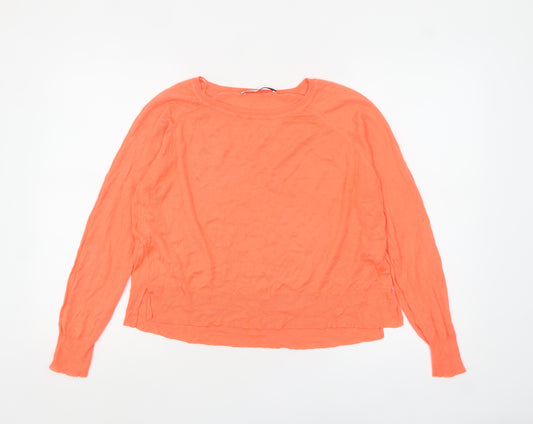 Zara Women Orange Crew Neck Knit Pullover Jumper Size 12