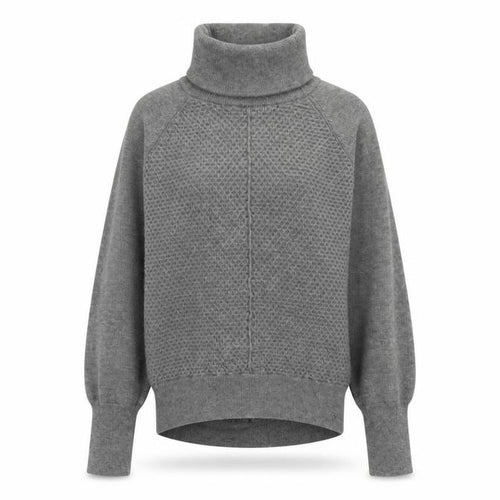 GAP Women’s Grey Roll Neck Waffle-Knit Jumper XS