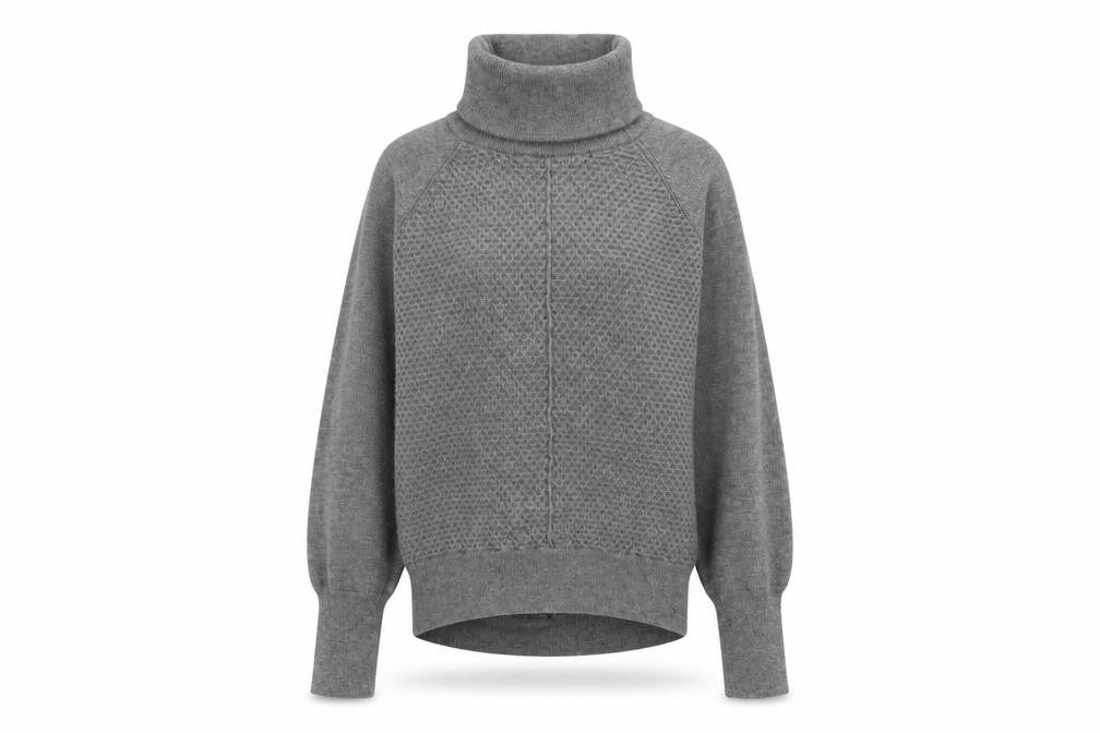 GAP Women’s Grey Roll Neck Waffle-Knit Jumper XS