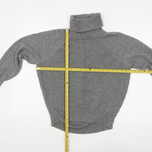 GAP Women’s Grey Roll Neck Waffle-Knit Jumper XS