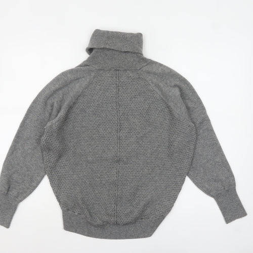 GAP Women’s Grey Roll Neck Waffle-Knit Jumper XS