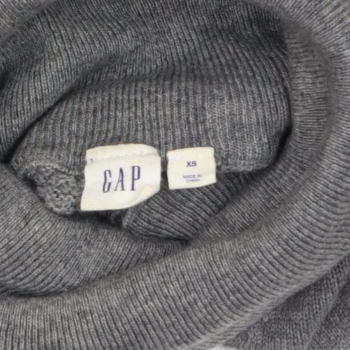 GAP Women’s Grey Roll Neck Waffle-Knit Jumper XS