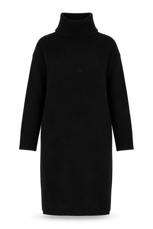 Front view of George Women’s Black Roll Neck Jumper Dress, size UK 12-14