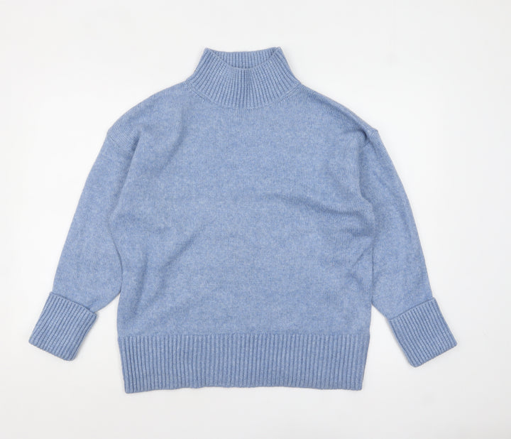 ASOS DESIGN Women's Blue Mock Neck Knit Jumper XS