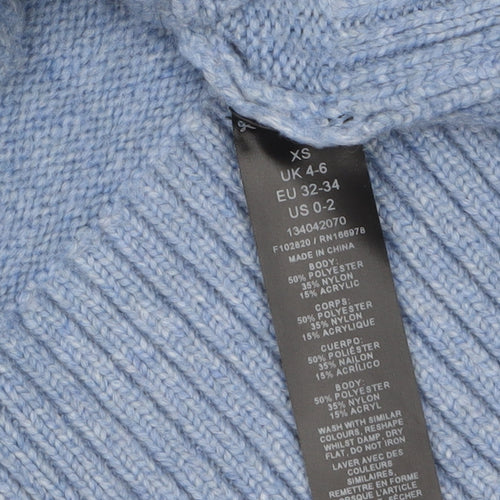 ASOS DESIGN Women's Blue Mock Neck Knit Jumper XS