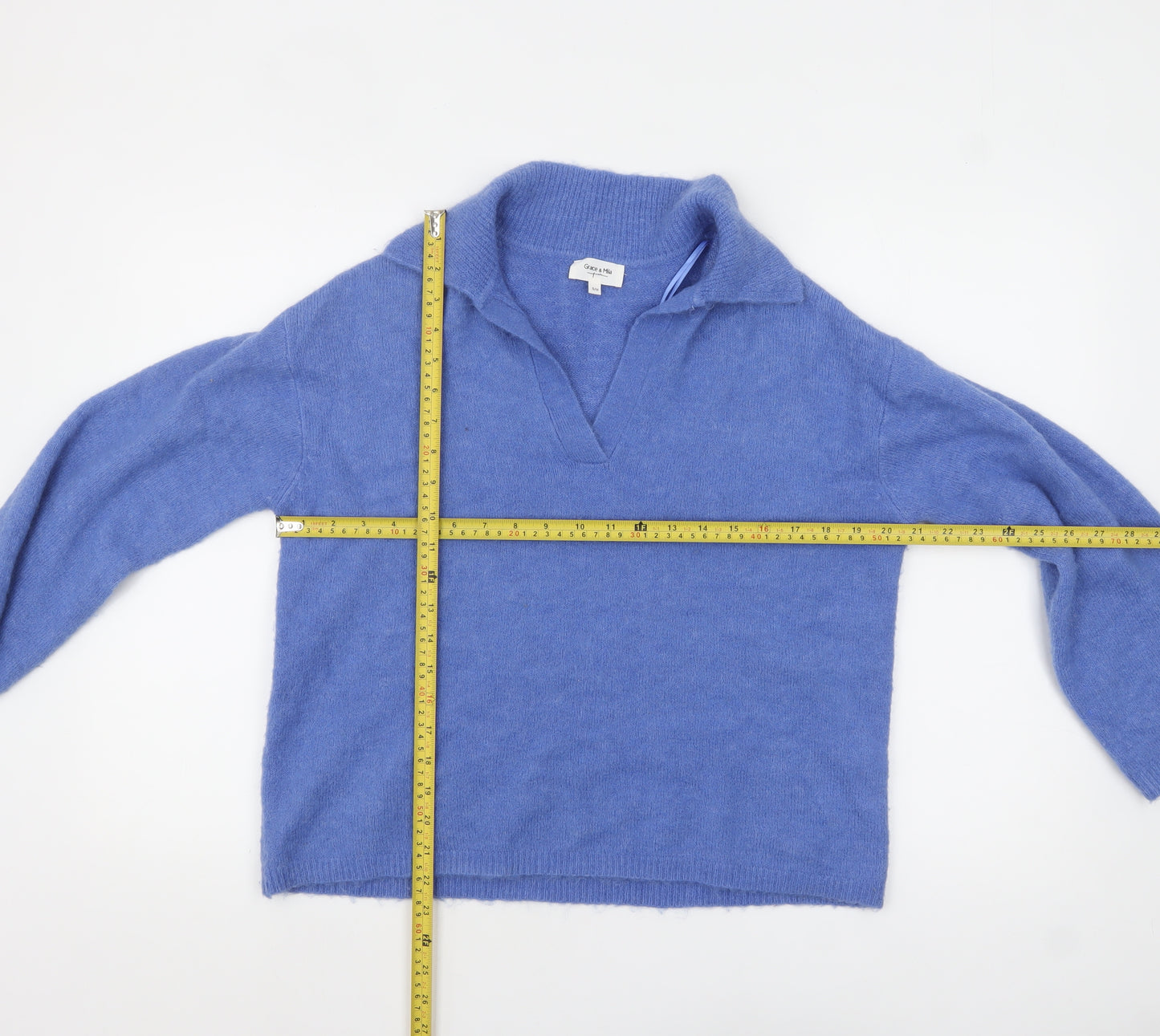 Grace & Mila Women's Blue Collared Pullover Jumper S/M