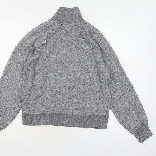 Next Womens Grey XS High Neck Button Detail Knit Jumper