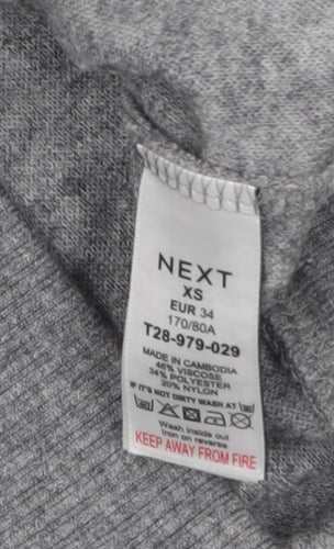 Next Womens Grey XS High Neck Button Detail Knit Jumper