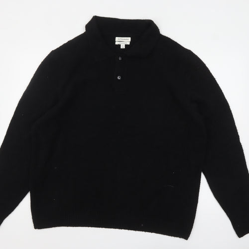 Marks and Spencer Autograph Men's Black XL Collared Henley Jumper