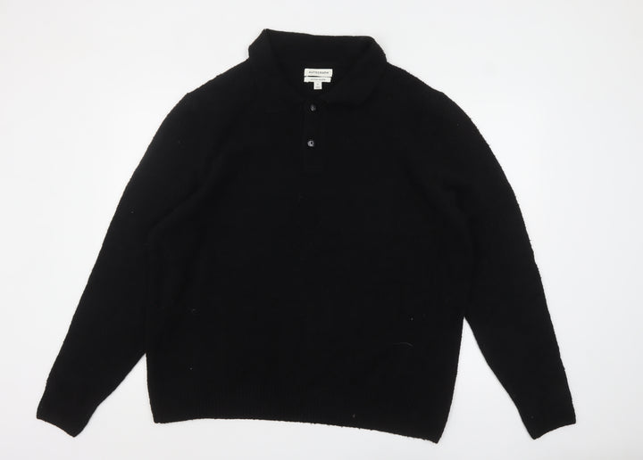 Marks and Spencer Autograph Men's Black XL Collared Henley Jumper