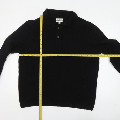 Marks and Spencer Autograph Men's Black XL Collared Henley Jumper