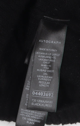 Marks and Spencer Autograph Men's Black XL Collared Henley Jumper