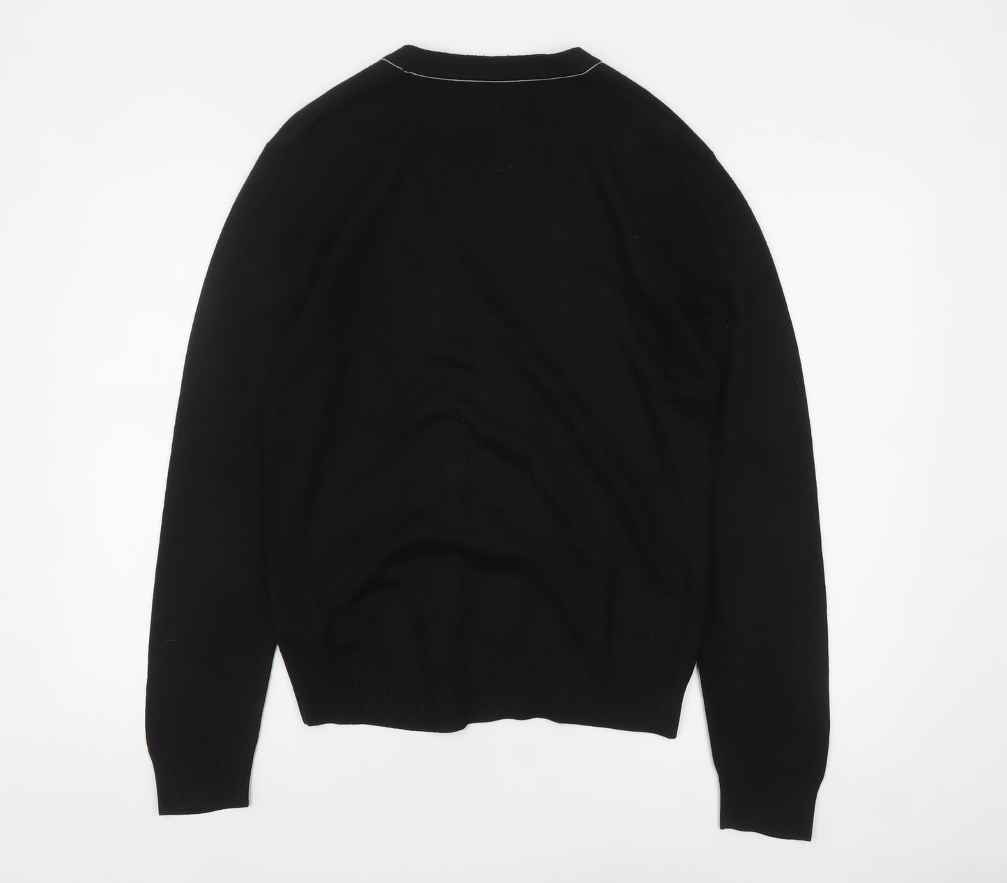 River Island Men's Black V-Neck Button Cardigan Small