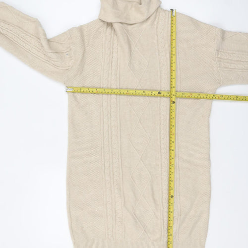 NEXT Women Beige Roll Neck Cable Knit Jumper Medium