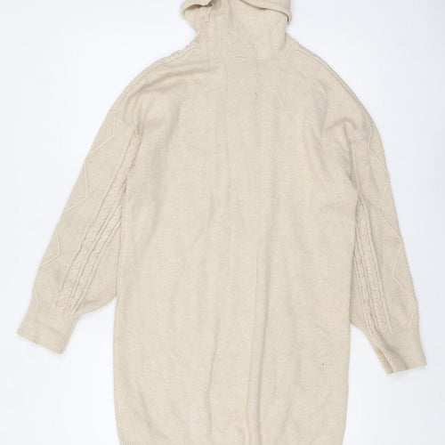 NEXT Women Beige Roll Neck Cable Knit Jumper Medium