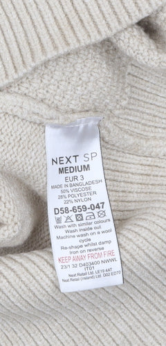 NEXT Women Beige Roll Neck Cable Knit Jumper Medium