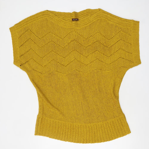 Savoir Women's Yellow Open-Knit Pullover Jumper Size 22