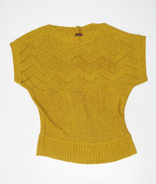 Savoir Women's Yellow Open-Knit Pullover Jumper Size 22