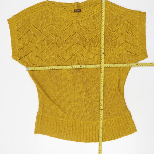 Savoir Women's Yellow Open-Knit Pullover Jumper Size 22