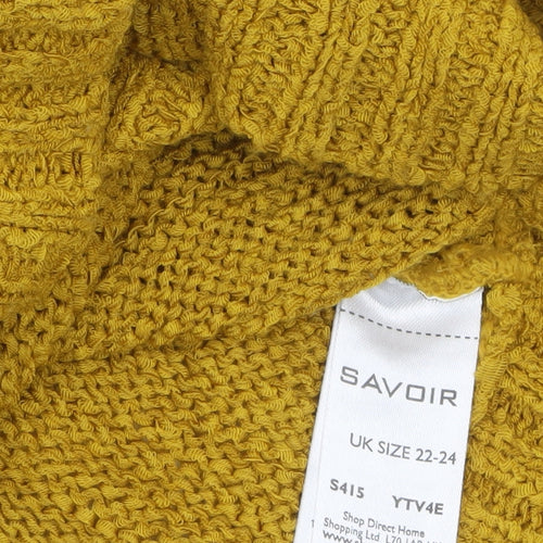 Savoir Women's Yellow Open-Knit Pullover Jumper Size 22