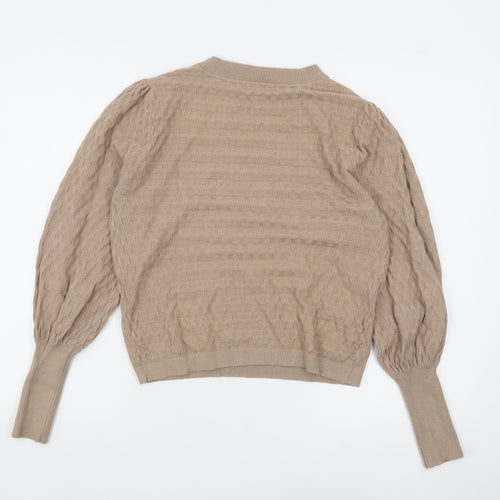 ONLY Women Beige Knit Pullover Jumper M Long Sleeve Crew Neck