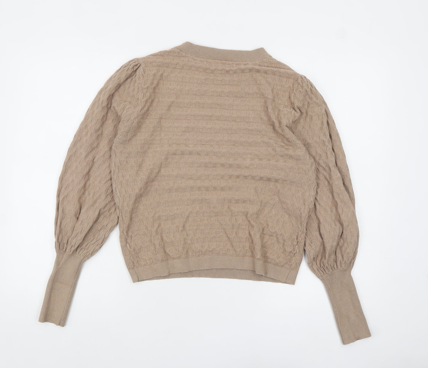 ONLY Women Beige Knit Pullover Jumper M Long Sleeve Crew Neck