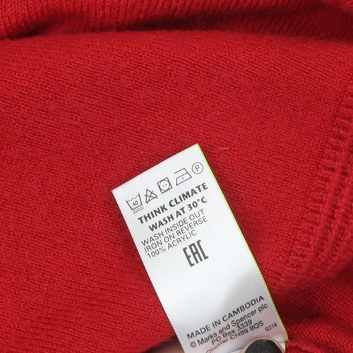 Marks and Spencer Women Red Size 14 Cardigan Knit Jumper