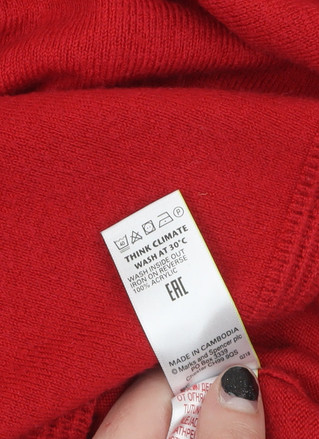 Marks and Spencer Women Red Size 14 Cardigan Knit Jumper