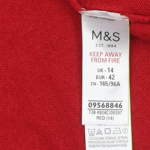 Marks and Spencer Women Red Size 14 Cardigan Knit Jumper