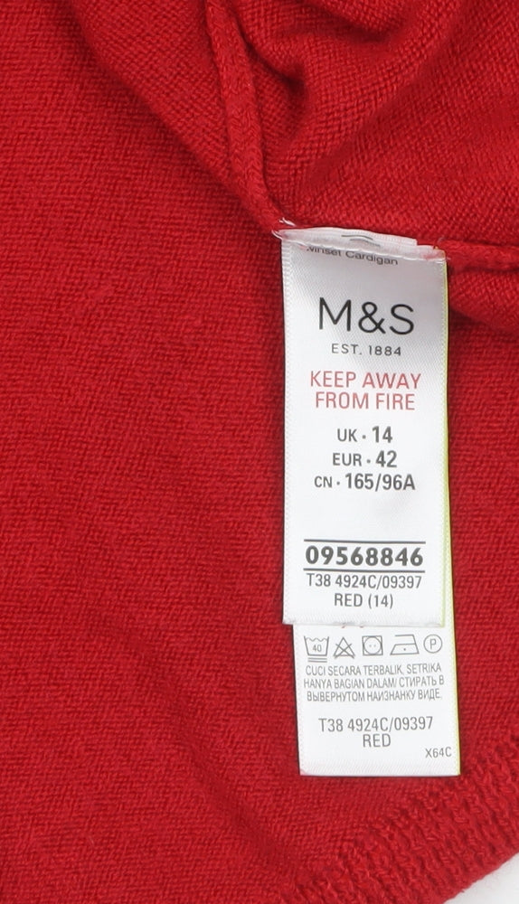 Marks and Spencer Women Red Size 14 Cardigan Knit Jumper