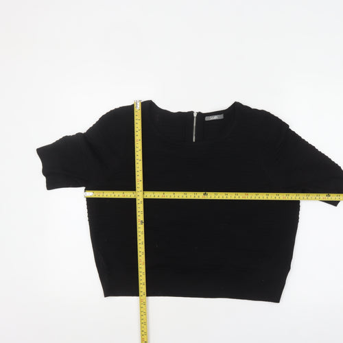 South Women’s Black Short Sleeve Knit Jumper UK 14 Crew Neck