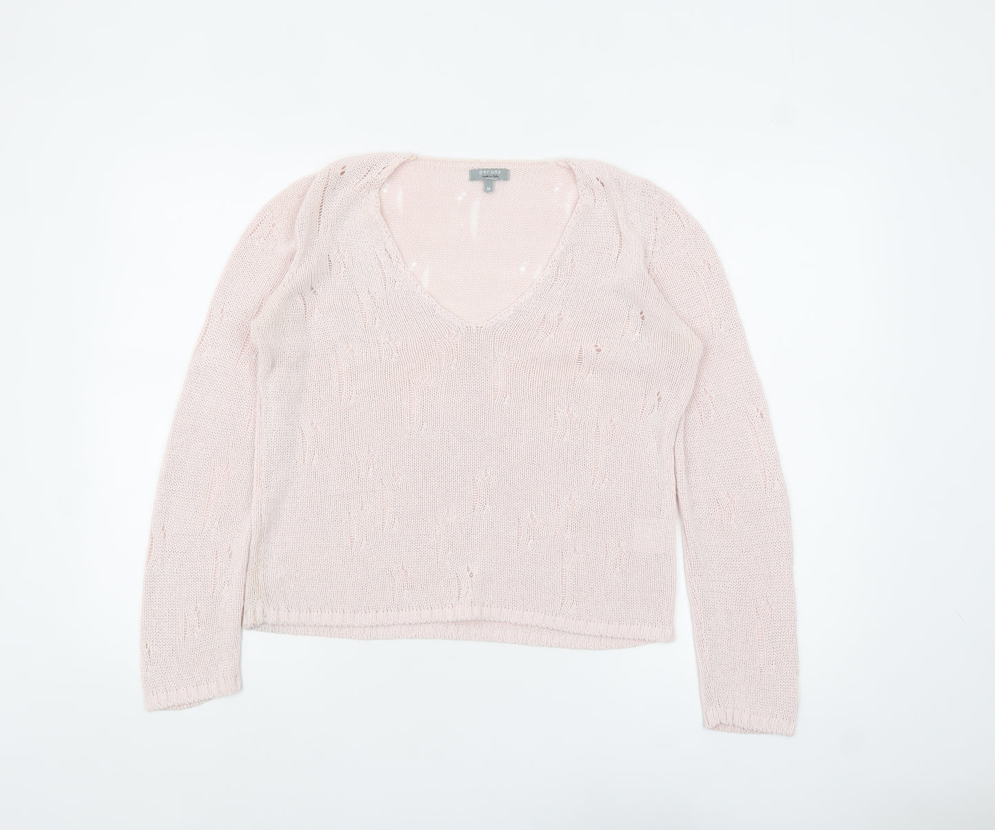 Marks and Spencer Per Una Women Pink V-Neck Knit Jumper M