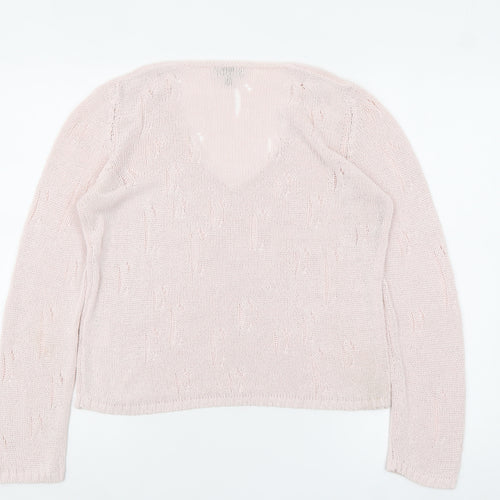 Marks and Spencer Per Una Women Pink V-Neck Knit Jumper M
