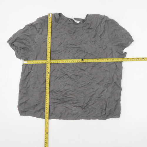 Zara Women's Grey Basic Short Sleeve Cotton Blend T-Shirt L